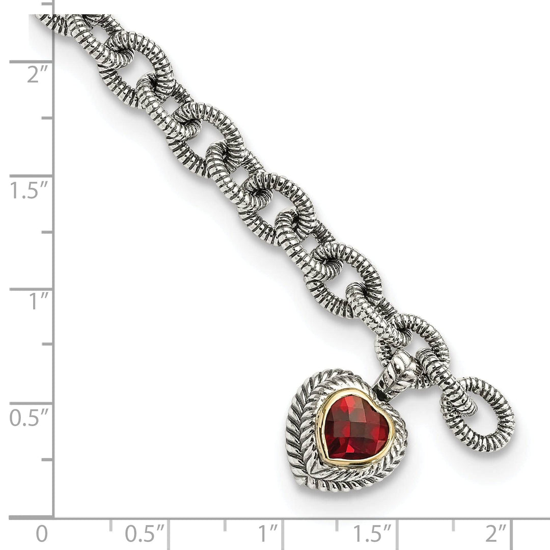 Shey Couture Bracelets Sterling Silver Gold Garnet Heart Link Bracelet