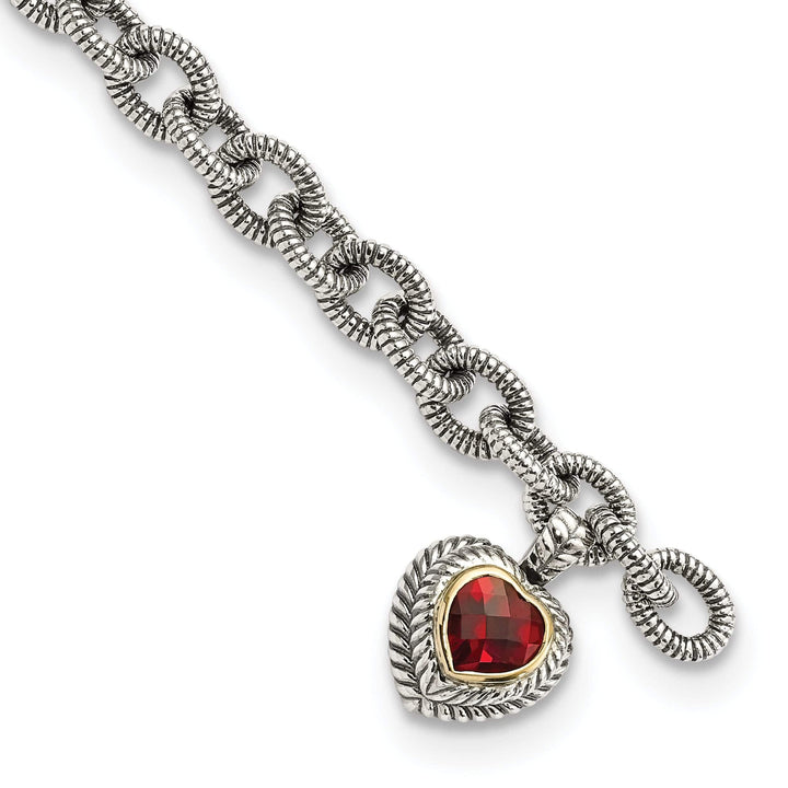 Shey Couture Bracelets Sterling Silver Gold Garnet Heart Link Bracelet