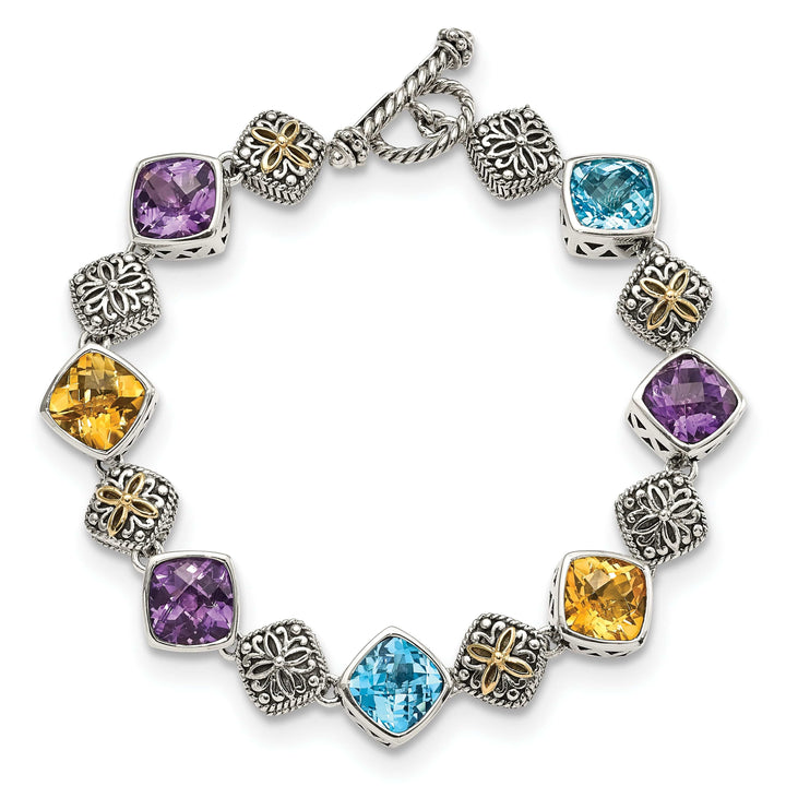 Shey Couture Bracelets Sterling Silver Gold Multi Gemstone Bracelet