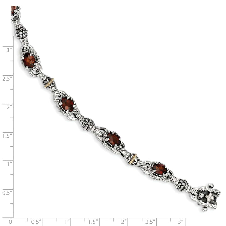 Shey Couture Bracelets Sterling Silver Gold Oval Garnet 7.25 Bracelet