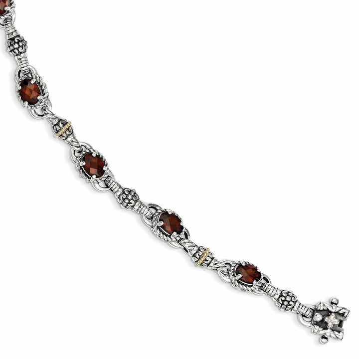 Shey Couture Bracelets Sterling Silver Gold Oval Garnet 7.25 Bracelet