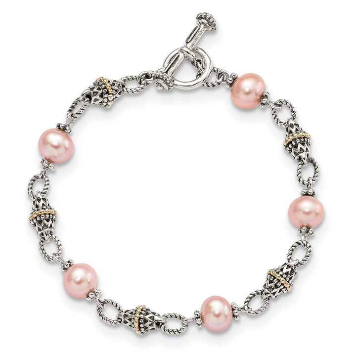Shey Couture Bracelets Sterling Silver Gold Pink Pearl 7.5 Bracelet
