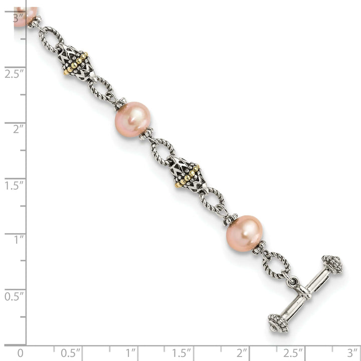 Shey Couture Bracelets Sterling Silver Gold Pink Pearl 7.5 Bracelet