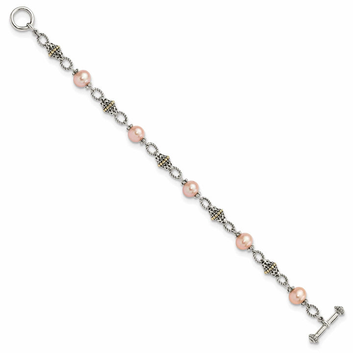 Shey Couture Bracelets Sterling Silver Gold Pink Pearl 7.5 Bracelet