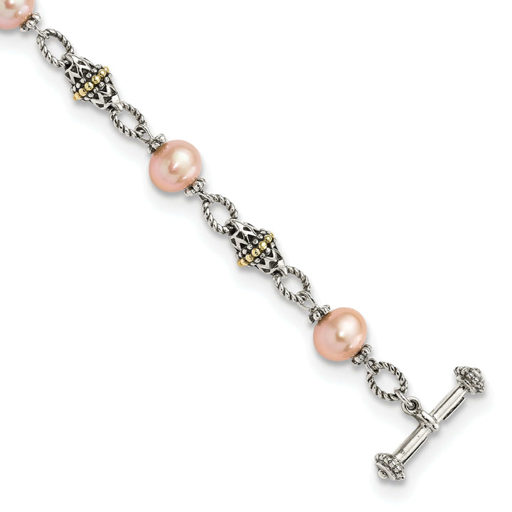 Shey Couture Bracelets Sterling Silver Gold Pink Pearl 7.5 Bracelet