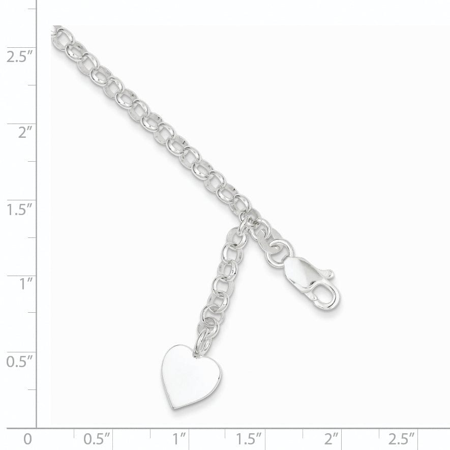Lovely Rita's Bracelets Sterling Silver Heart Charm Rolo Bracelet
