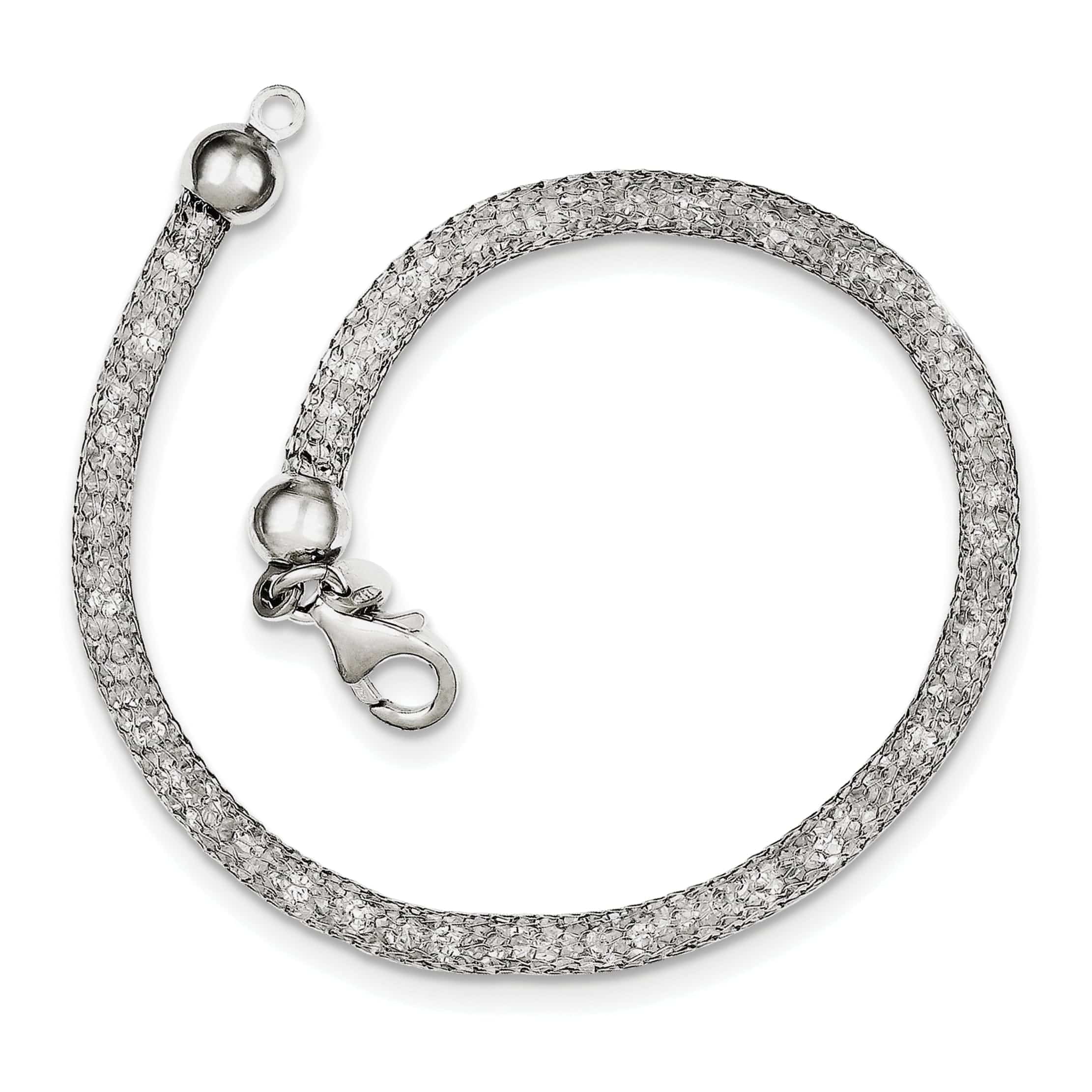 Strass Crystal Mesh Sterling Silver Bracelet 