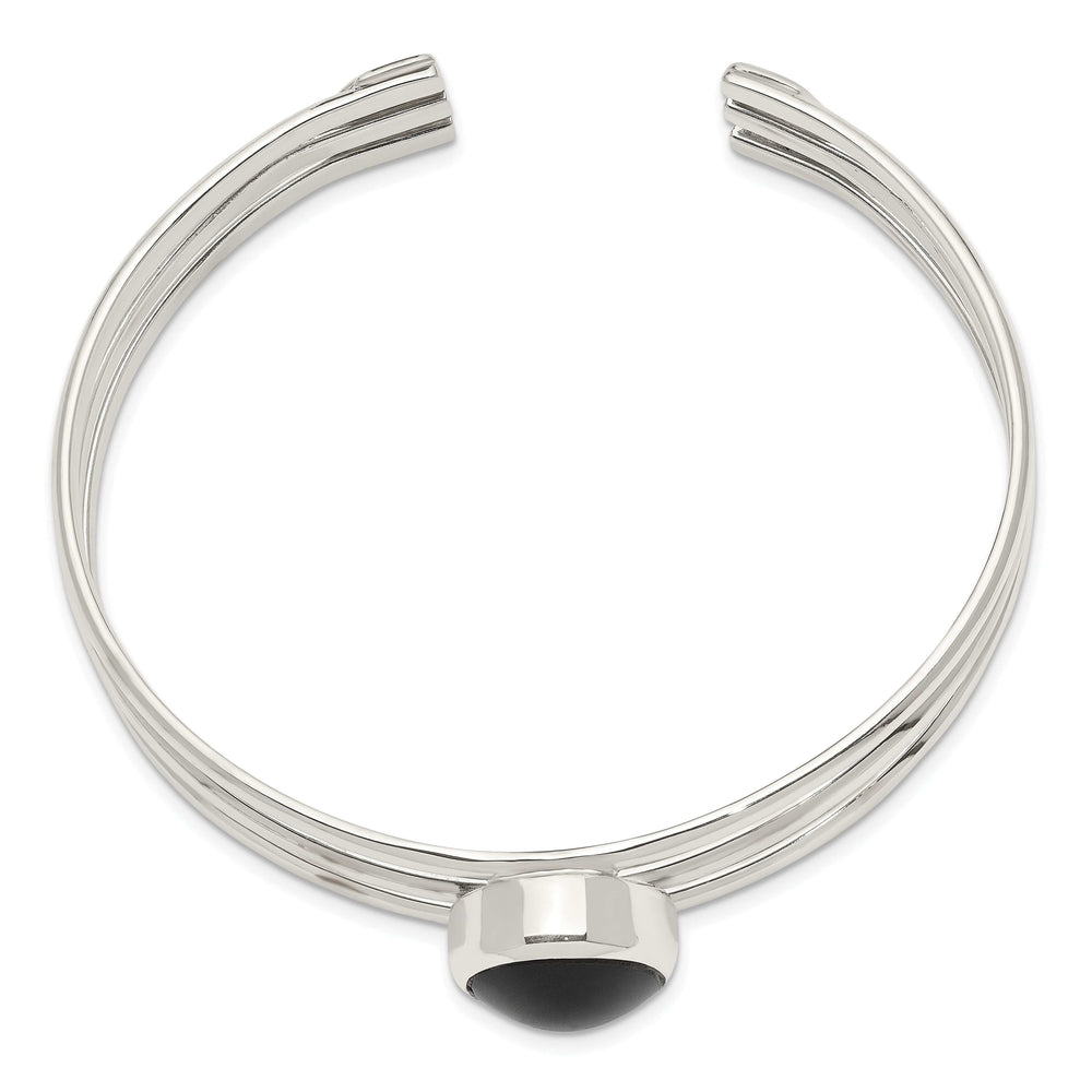 Lovely Rita's Bracelets Sterling Silver Onyx 3-Strand Cuff Bangle