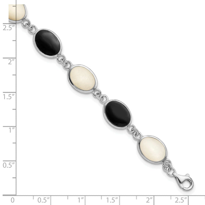Lovely Rita's Bracelets Sterling Silver Onyx Mother of Pearl Bracelet