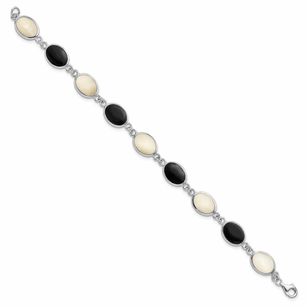 Lovely Rita's Bracelets Sterling Silver Onyx Mother of Pearl Bracelet