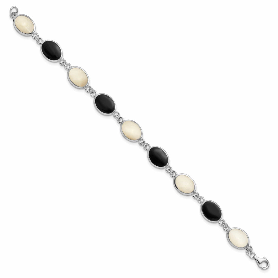 Lovely Rita's Bracelets Sterling Silver Onyx Mother of Pearl Bracelet