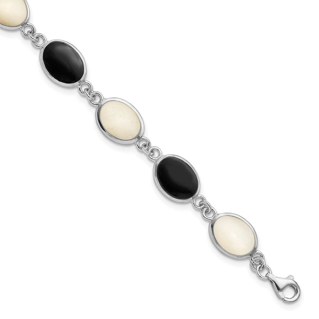 Lovely Rita's Bracelets Sterling Silver Onyx Mother of Pearl Bracelet
