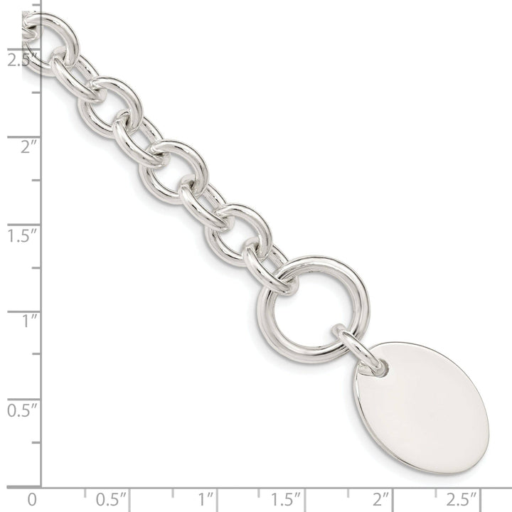 Lovely Rita's Bracelets Sterling Silver Oval Disc on Fancy Link Bracelet
