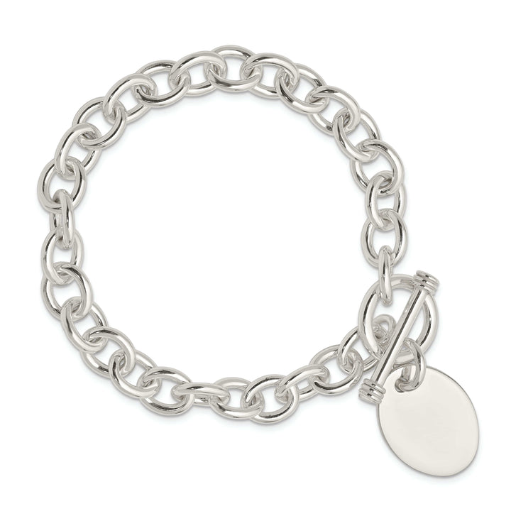 Lovely Rita's Bracelets Sterling Silver Oval Disc on Fancy Link Bracelet