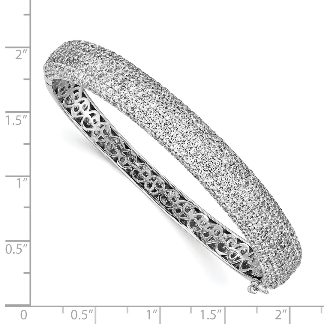 Sterling Shimmer Bracelets Sterling Silver Pave 384 Stone CZ Bangle