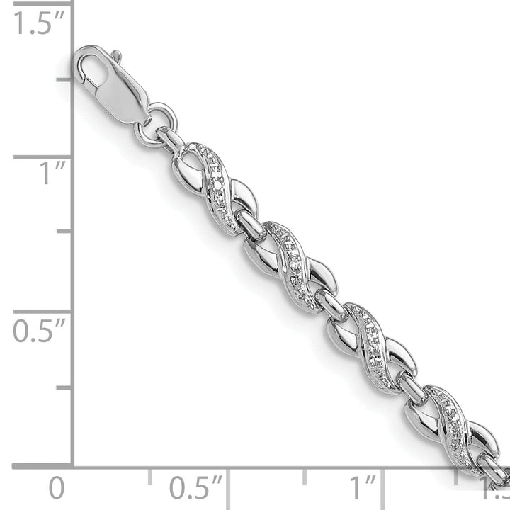 Lovely Rita's Bracelets Sterling Silver Polish Finish Diamond Bracelet