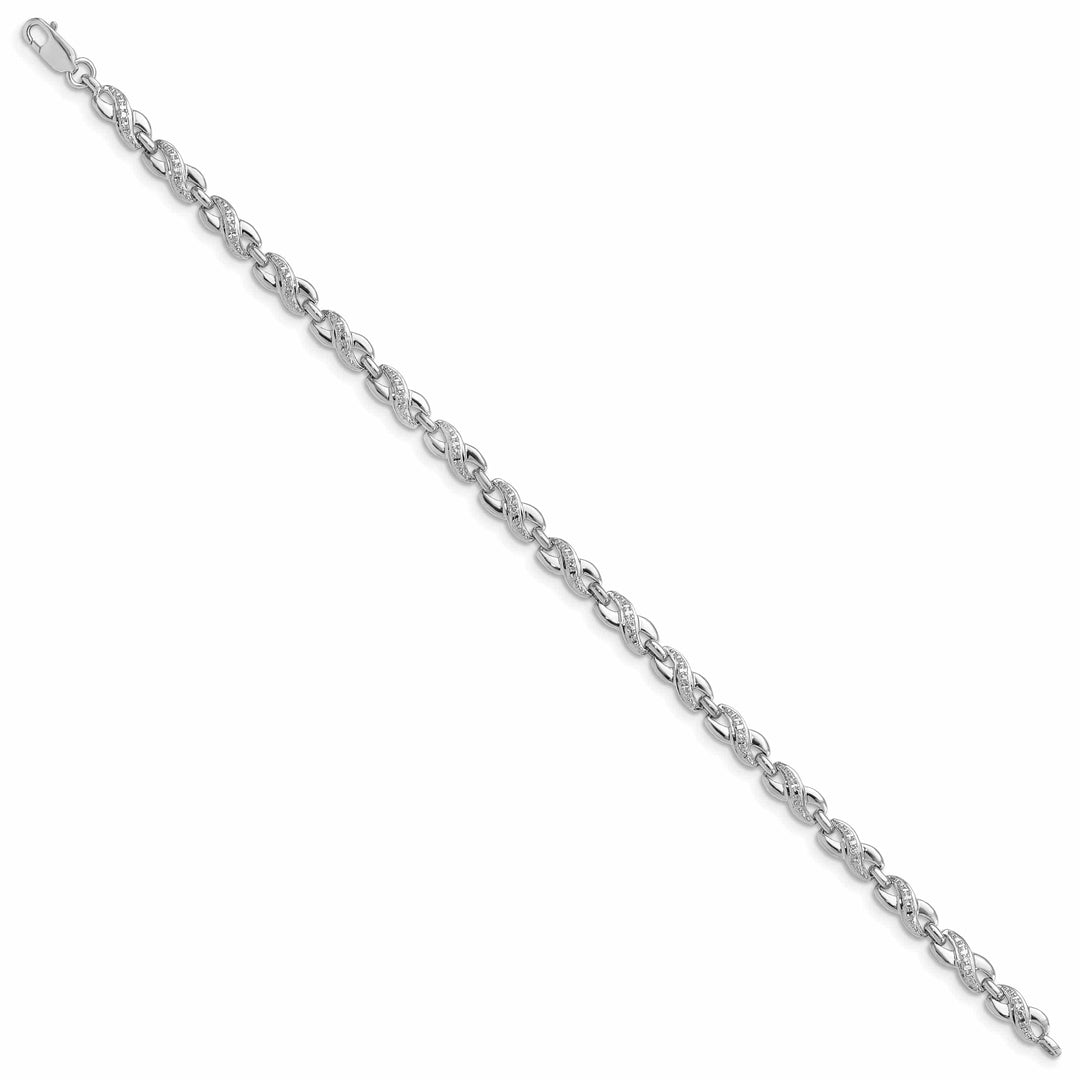 Lovely Rita's Bracelets Sterling Silver Polish Finish Diamond Bracelet