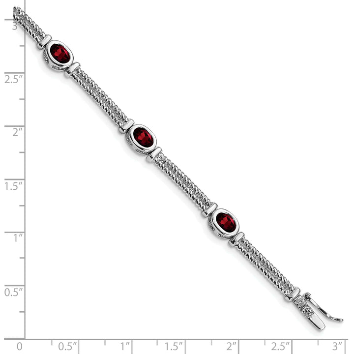 Lovely Rita's Bracelets Sterling Silver Polish Finish Garnet Bracelet