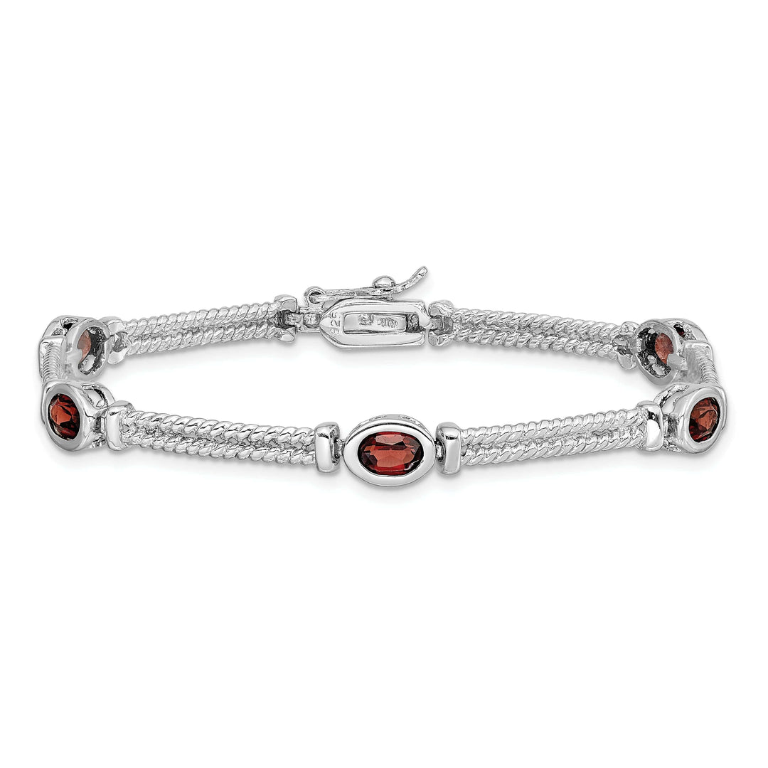 Lovely Rita's Bracelets Sterling Silver Polish Finish Garnet Bracelet