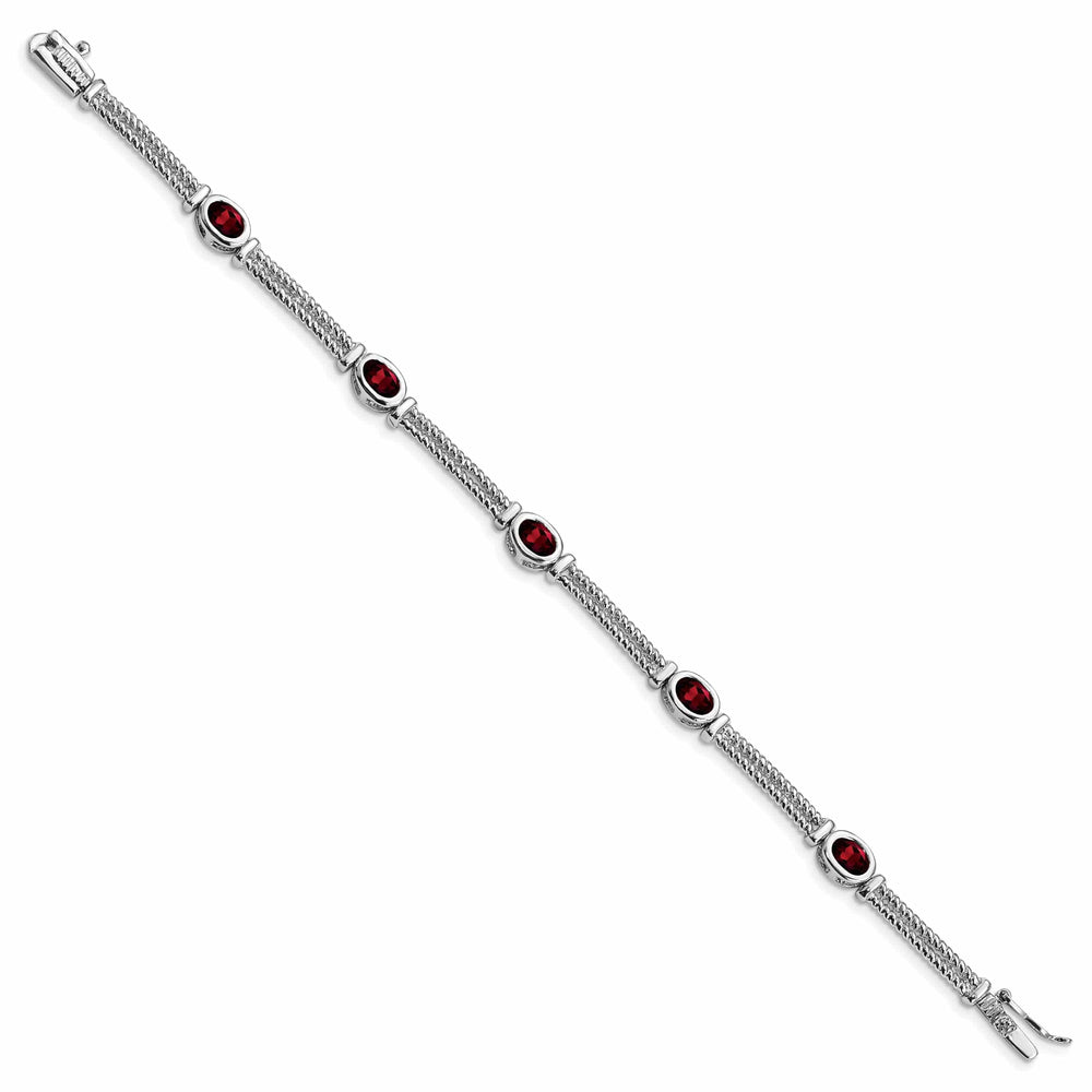 Lovely Rita's Bracelets Sterling Silver Polish Finish Garnet Bracelet
