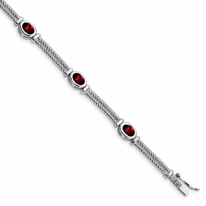 Lovely Rita's Bracelets Sterling Silver Polish Finish Garnet Bracelet