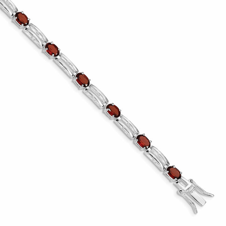 Lovely Rita's Bracelets Sterling Silver Polish Finish Garnet Bracelet