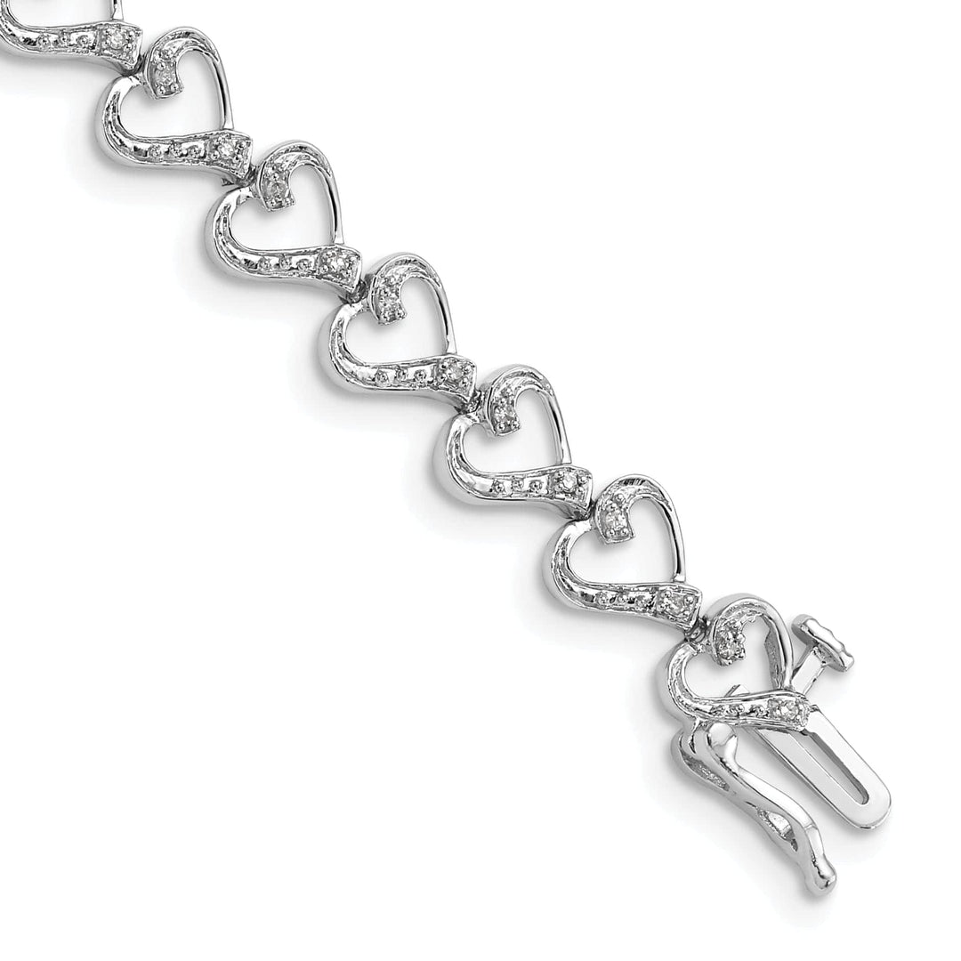 Lovely Rita's Bracelets Sterling Silver Polished Diamond Heart Bracelet