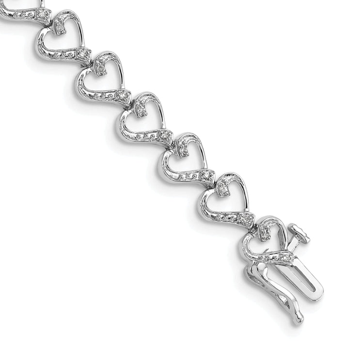 Lovely Rita's Bracelets Sterling Silver Polished Diamond Heart Bracelet