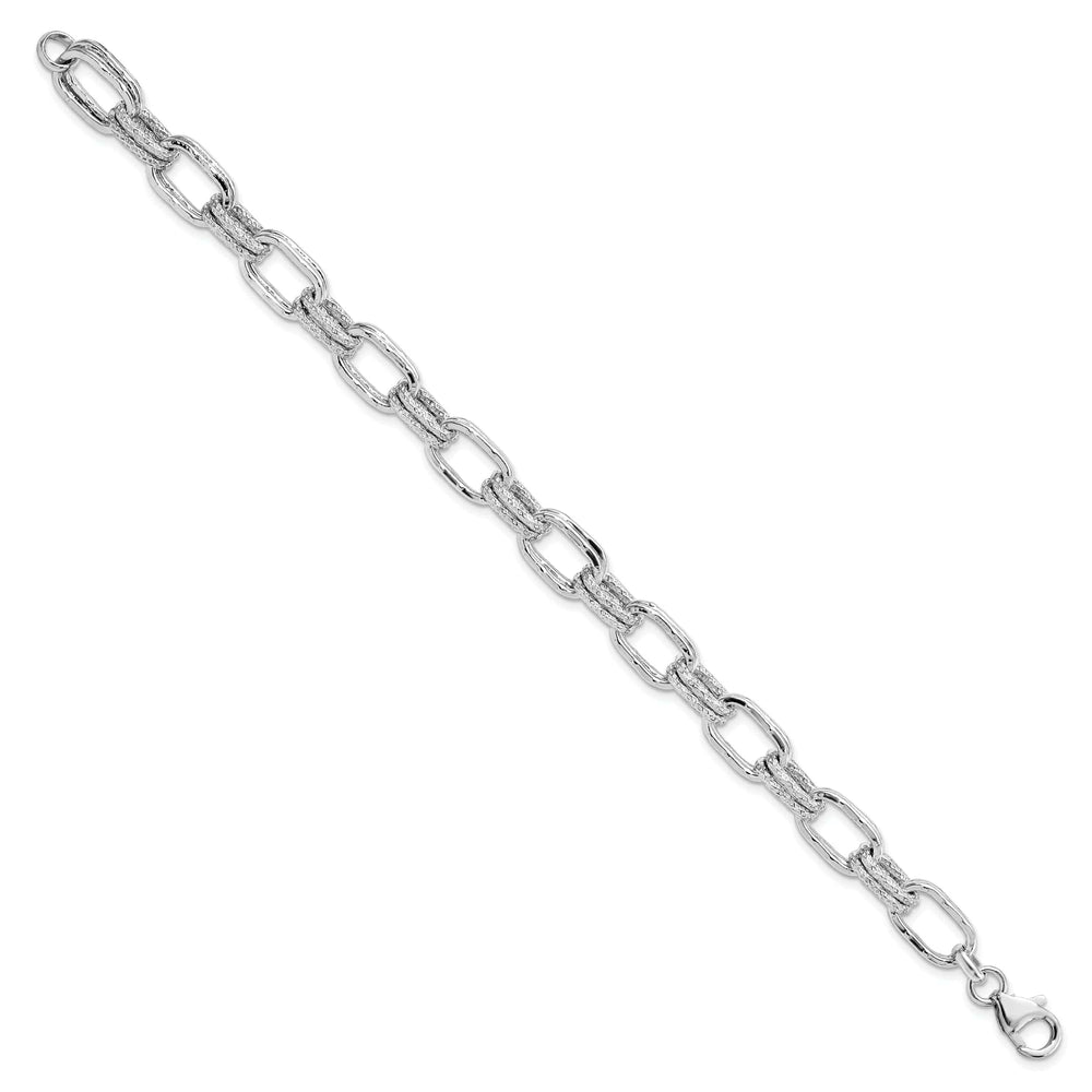 Lovely Rita's Bracelets Sterling Silver Polished Textured Link Bracelet