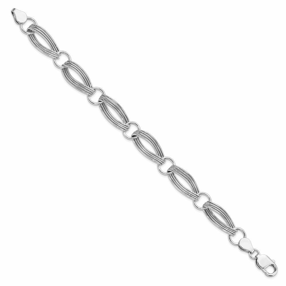 Lovely Rita's Bracelets Sterling Silver Polished Textured Link Bracelet