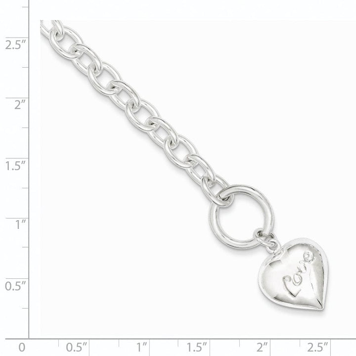 Lovely Rita's Bracelets Sterling Silver Puffed Heart Charm Bracelet