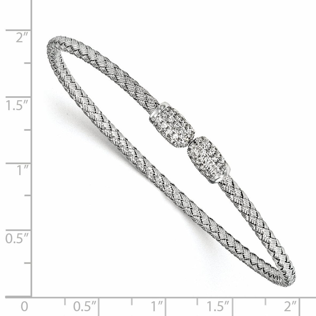 Lovely Rita's Bracelets Sterling Silver Rhodium C.Z Woven Cuff