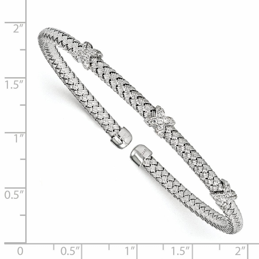 Lovely Rita's Bracelets Sterling Silver Rhodium-plated C.Z Woven Cuff