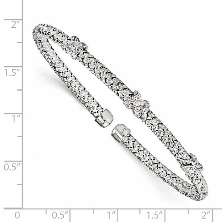 Lovely Rita's Bracelets Sterling Silver Rhodium-plated C.Z Woven Cuff