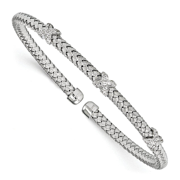 Lovely Rita's Bracelets Sterling Silver Rhodium-plated C.Z Woven Cuff