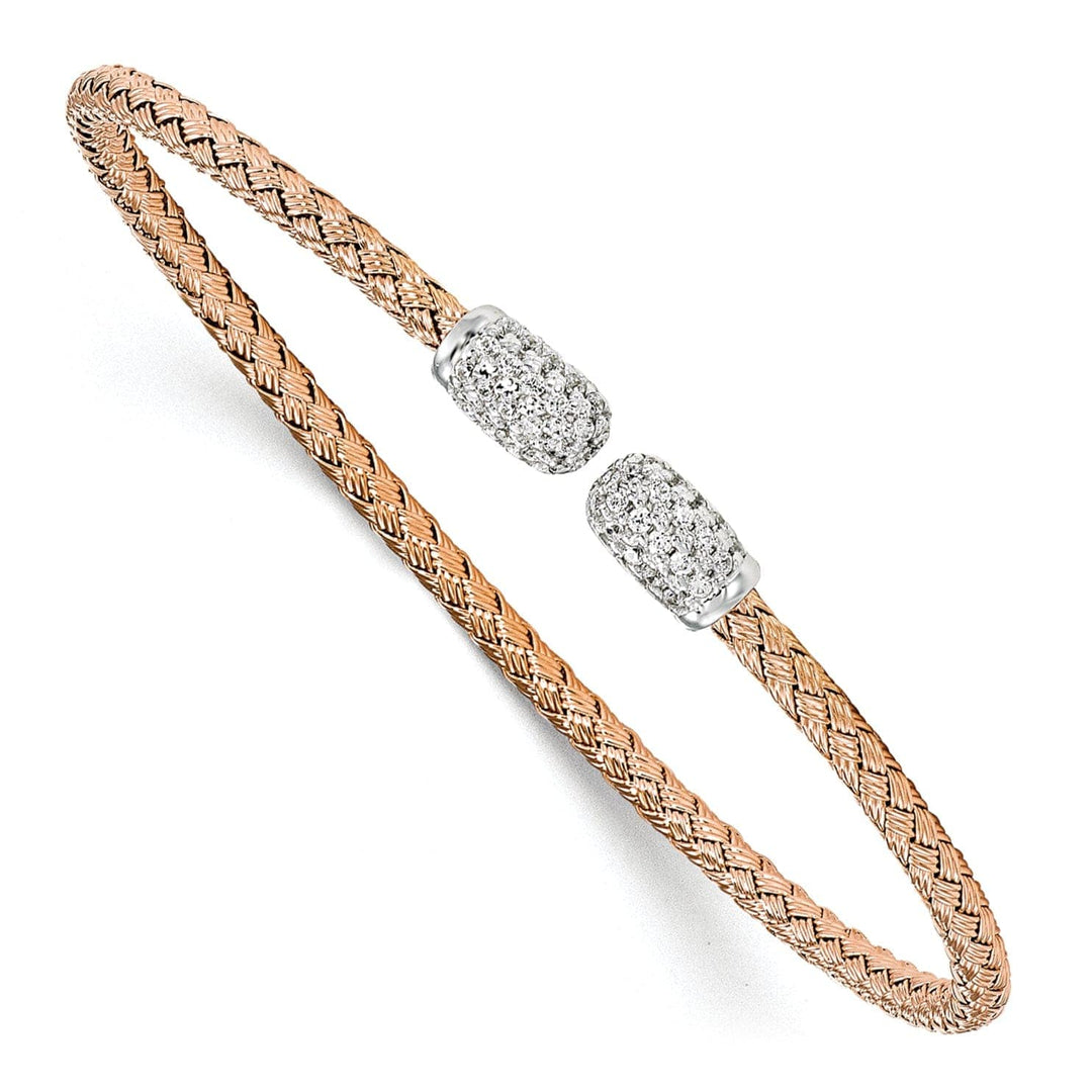 Lovely Rita's Bracelets Sterling Silver Rose Gold-tone C.Z Woven Cuff