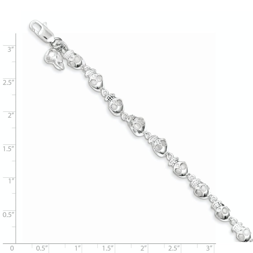 Lovely Rita's Bracelets Sterling Silver Skull Bracelet Lobster Clasp