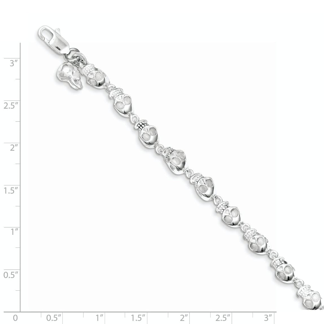 Lovely Rita's Bracelets Sterling Silver Skull Bracelet Lobster Clasp