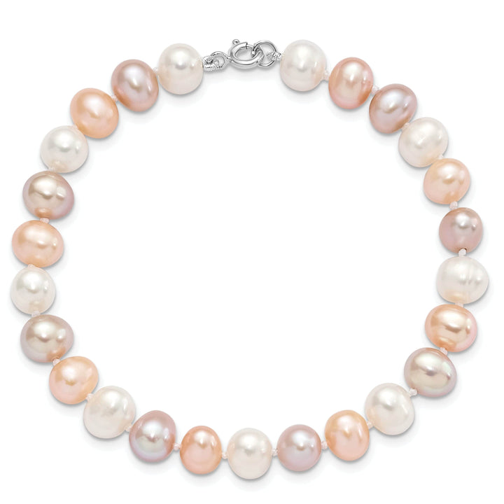 Lovely Rita's Bracelets White Pink Pearl Necklace Bracelet Earring Set
