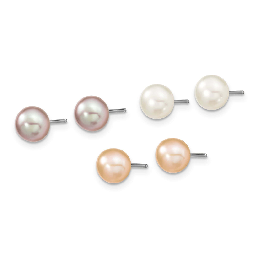 Lovely Rita's Bracelets White Pink Pearl Necklace Bracelet Earring Set