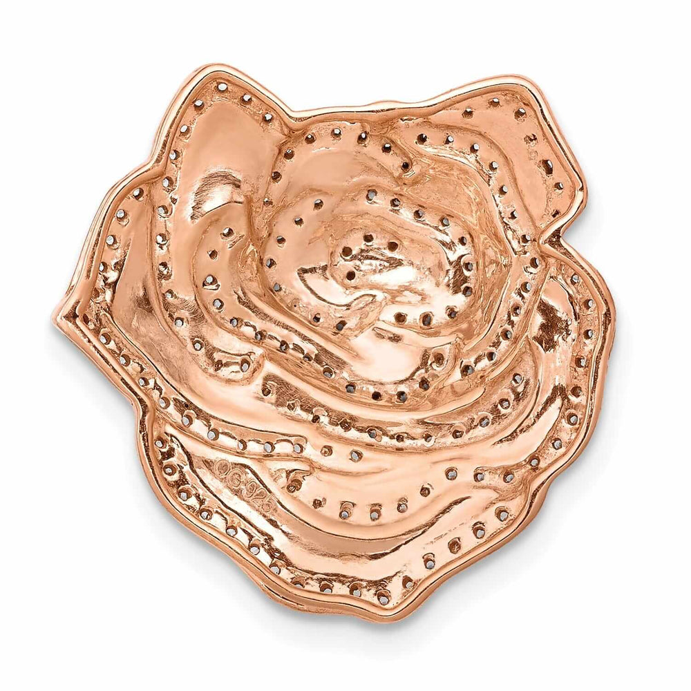 Lovely Rita's Chain Slide 14k Rose Gold 1/2ct. Open Back Solid Polished Finish Diamond Fancy Flower Chain Slide. Will Not Fit Omega.