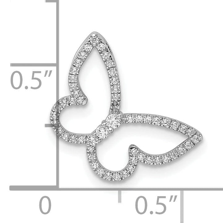 Lovely Rita's Chain Slide 14k White Gold Polished Solid Finish Butterfly Diamond Chain Slide. Will Not Fit Omega.