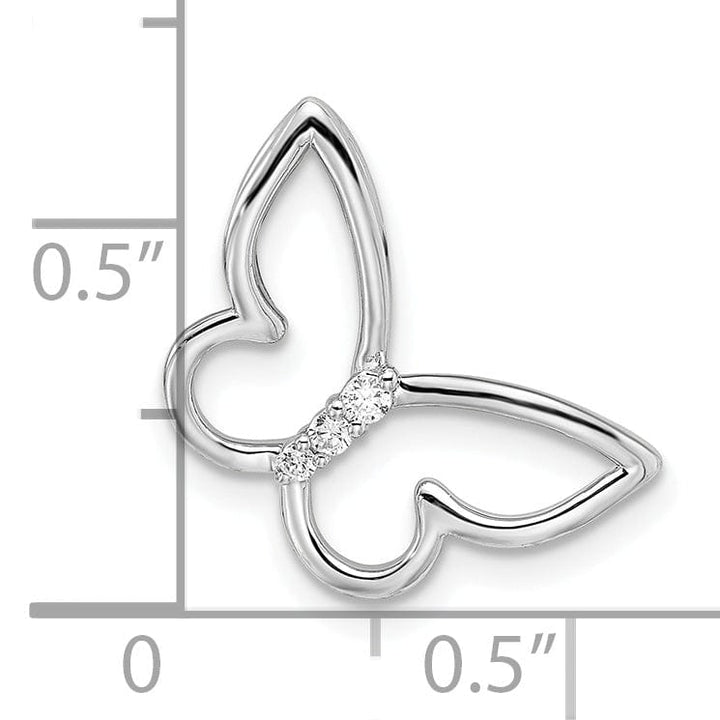 Lovely Rita's Chain Slide 14k White Gold Solid Polished Finish Butterfly Diamond Chain Slide. Will Not Fit Omega.