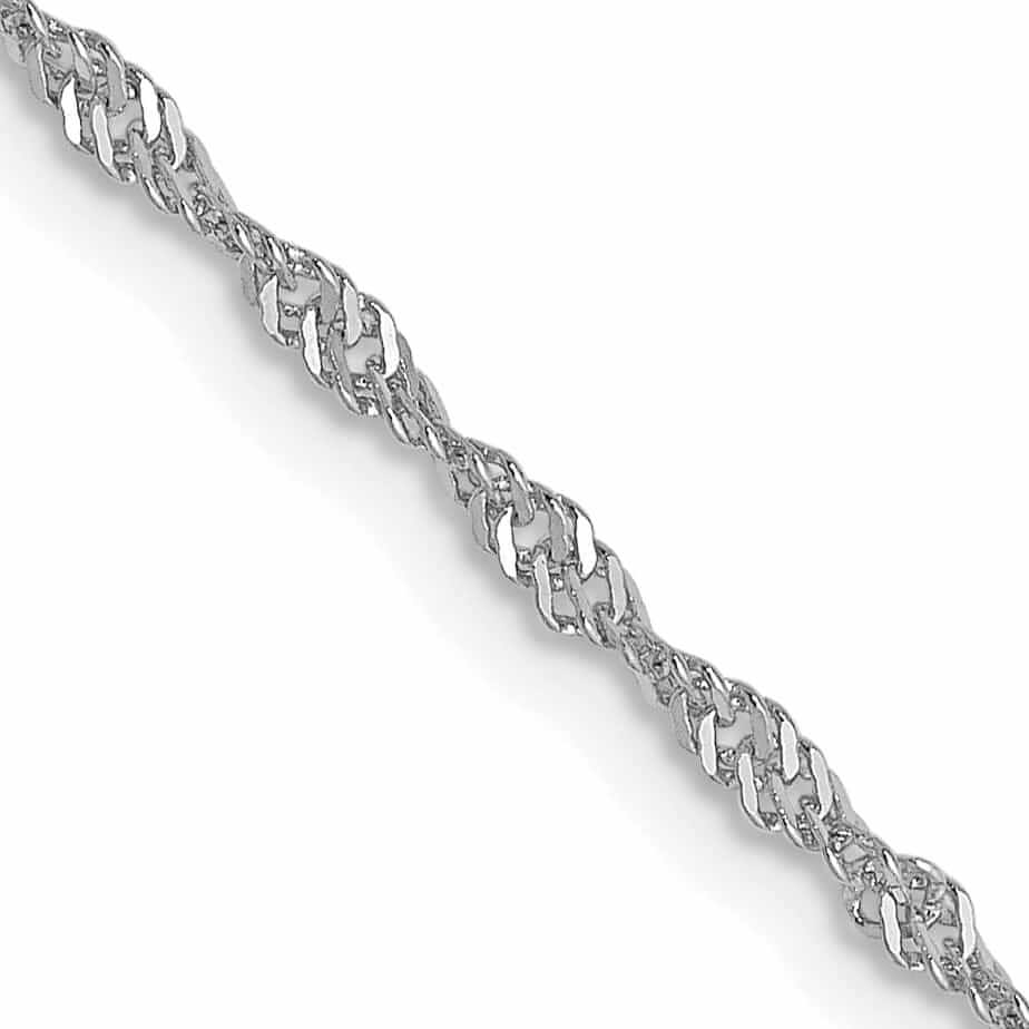 Lovely Rita's Chains 10K White Gold 1.3 mm Sparkle Singapore Chain
