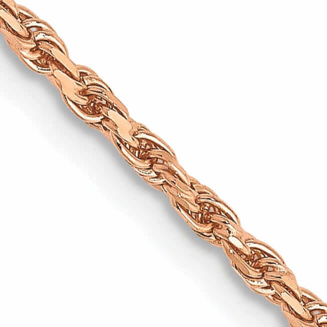 Lovely Rita's Chains 14k Rose Gold 1.8m Solid Diamond Cut Rope Chain