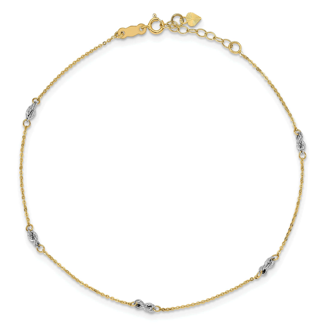 Lovely Rita's Chains 14k Two-tone Gold Cable Chain With Rope Chain Anklet