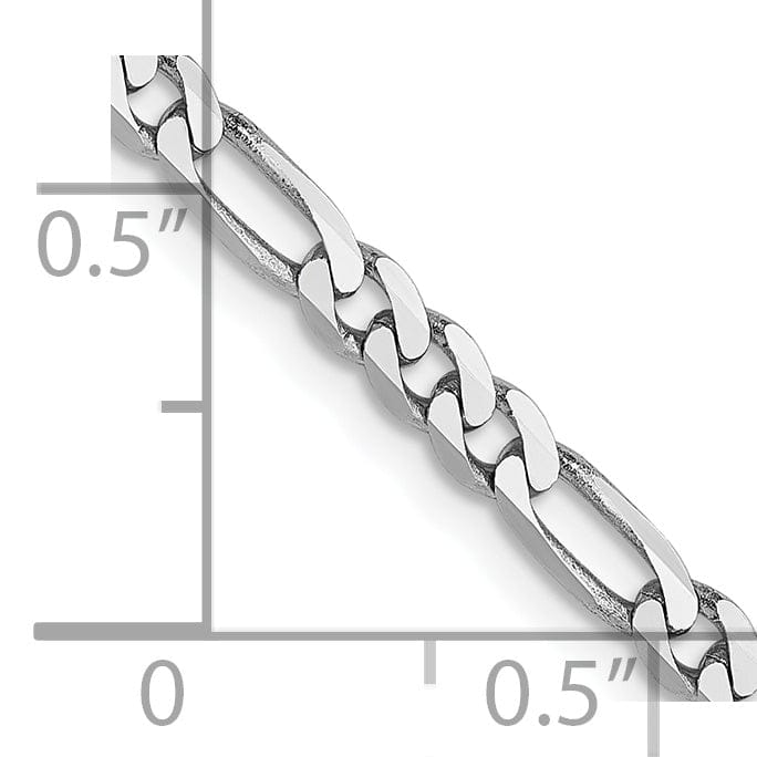 Lovely Rita's Chains 14k White Gold 3.0mm Flat Figaro Chain