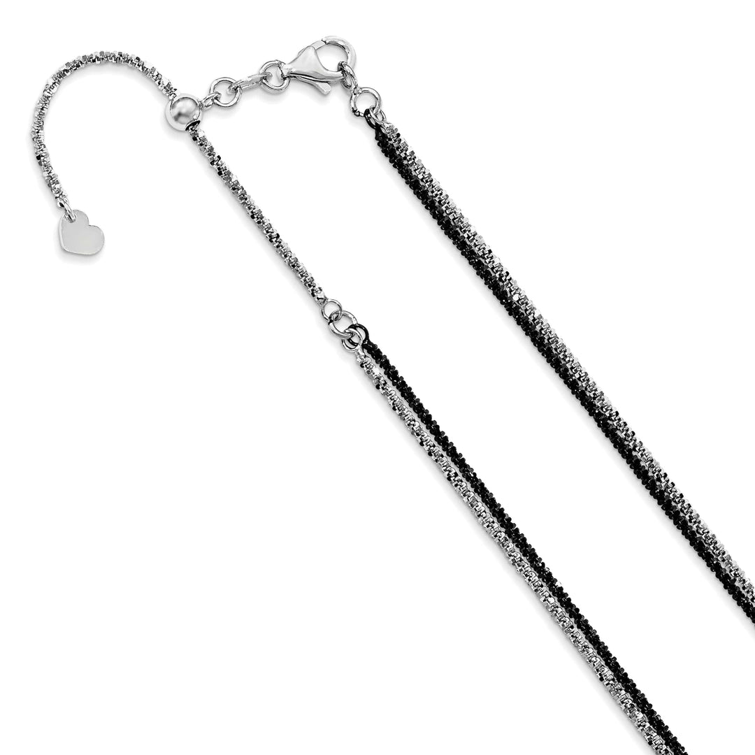 Lovely Rita's Chains 14k White Gold Black White Double Strand Chain