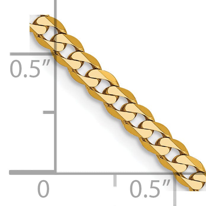Lovely Rita's Chains 14k Yellow Gold 2.40mm Flat Beveled Curb Chain