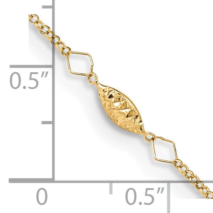 Lovely Rita's Chains 14k Yellow Gold Circle Chain Rice Puff Bead Anklet